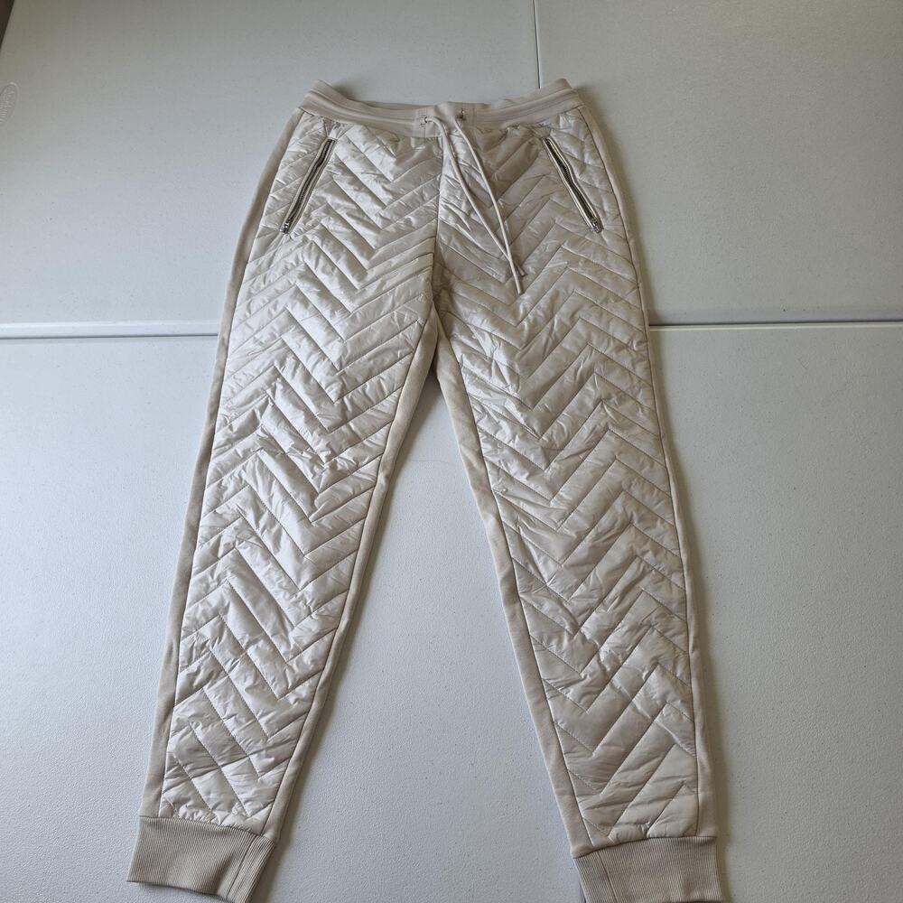 Athleta Pants Womens 6 Beige Quilted Fleece Lined Insulated Jogger Winter